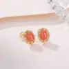 Brincos de Prata Esterlina S925 Yuebao Jewelry com Cristal Amarelo, Ágata Vermelha e Âmbar Design de Girassol Estilo Corte - um conjunto de brincos delicado e luxuoso