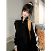 Chaqueta Cardigan de Moda de Diseñador de Nicho Unisex con Cremallera Gruesa Rayada y Forro de Felpa para Otoño e Invierno 2025