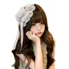 Mini sombrero rosa de encaje en forma de corazón, pasador de cinta Lolita, accesorio decorativo para fiestas de té de niñas, eventos de cosplay y sesiones de fotos