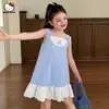 Vestido de Verão para Meninas Modelo 2026, Roupa Infantil com Design Patchwork de Renda, Estilo Doce Vestido de Alça com Estampa de Pombos