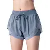 Pantalones Cortos Deportivos Falsos de Dos Piezas para Mujer Fitness Yoga Correr de Cintura Alta Secado Rápido Anti-exposición Ropa de Entrenamiento Casual Delgados de Verano