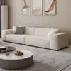 Sofá modular minimalista color crema, diseño de sala de estar simple y moderno, sofá de líneas rectas, estilo popular, sofá de tela técnica, estructura de madera