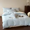 Clase A Lujo Ligero Color Sólido Alto Número Algodón de Fibra Larga Cepillado Juego de Cuatro Piezas Engrosado Algodón Puro Caliente Sábana Bajera Funda de Edredón Ropa de Cama para Dormir Sin Ropa