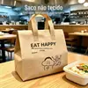 Sacolas Personalizadas para Viagem em Papel Kraft, Sacolas Isolantes Laminadas com Folha de Alumínio em Tecido Não Tecido, Sacolas de Embalagem para Restaurantes da Moda