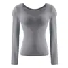 Camiseta Térmica Casual Ajustada de Cuello en V para Mujer, con Copas Fijas, Agradable al Tacto, Ropa Interior Térmica Cómoda para Usar por Encima y como Ropa Interior de Moda