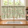 Serie de Flores Transfronteriza Barra sin Clavos Bolsillo para Barra Cortina Corta Ventana Pequeña de Cocina Cortina Media Cortina Simple Color Café Cortina de Gabinete Cortina Corta