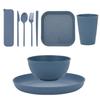 Juego de tazón de sopa de paja de trigo de Amazon, plato y taza, para picnic, camping, portátil, cuchillo y tenedor, palillos, vajilla de regalo