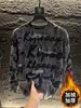 Camiseta Básica de Manga Longa Mais Vendida para Outono e Inverno, Moda Masculina Tendência, Estilo Coreano, Moletom com Gola Redonda e Estampa de Letras de Alta Qualidade, Lantejoulas Desgastadas