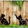 En Stock Cruce de Fronteras Metal Jardín Hueco Gato y Perro Adornos Creativo Paisaje Decoración Artesanía de Hierro Estacas de Jardín