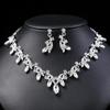 Estilo coreano Noiva Colar Brincos Set Crystal Gem Curto Clavícula Cadeia Feminina de Duas Peças Conjunto de Acessórios de Moda All-Match
