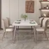 Mesa de Comedor Simple de Piedra Sinterizada de Lujo Ligero Italiano para Apartamento Pequeño Mesa de Comedor Moderna para el Hogar Mesa Rectangular Mesa y Sillas de Comedor Combinadas Mesa