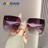 Gafas de Sol Estilo Nuevo 2026, Montura Grande, Adelgazantes, Protección UV, Gafas de Sol de Moda para Mujer, Gafas Sin Montura de Gama Alta