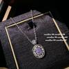 Maldivas anel de flor de safira rico banhado a ouro banhado a ouro 18K uva roxo zircão Ice Flower colar de corte