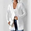 Cárdigan de punto blanco con cuello en V para mujer, textura de patrón de rombos, corte slim de longitud media, prenda exterior versátil