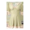 Nuevo traje de baño de una pieza para mujer, color sólido, estilo británico, traje de baño de Corea del Sur, lindo traje de baño de encaje, cintura, elegante vestido