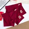Calzoncillos Boxer de Algodón Rojo de Cintura Media Antibacterianos Fábrica de Ropa Interior para Bodas Venta al por Mayor