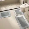 Conjunto de três peças para banheiro moderno minimalista, tapete de pé absorvente de secagem rápida antiderrapante para casa, tapete de terra de diatomáceas resistente à sujeira