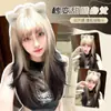 Peruca Yi Duo cabelo feminino longo liso [Gato Siamês] dourado leitoso gradiente preto top explosivo de alto nível tingimento simulação cabelo cobertura total da cabeça