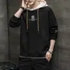 Moletom com Capuz Masculino Outono e Inverno 2021 Estilo Coreano Moletom com Cordão Masculino Jovem Solto Casual Moletom Masculino Fino Mais Veludo