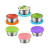 Taza de salsa de acero inoxidable 304 transfronteriza, cuenco redondo para mermelada con tapa, plato portátil para condimentos y salsas, taza para mojar de Amazon