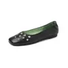 Zapatos Casuales Retro sin Cordones con Remaches para Mujer, Estilo Primavera 2026, Mocasines Planos sin Cordones de Punta Cuadrada para el Trabajo