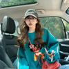 Sudadera Fina Retro Estilo Novio para Mujer de Primavera y Otoño, Top Casual Holgado de Dibujos Animados de Moda que Cubre el Vientre