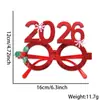 Gafas Digitales de Año Nuevo 2027 Suministros para Decoración Navideña Tela Brillante Sombrero de Ho Navidad Cuernos de Reno Montura de Gafas de Pentagrama