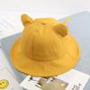 Sombrero de pescador para niños, estilo coreano, para hombres y mujeres, con orejas de gato de dibujos animados, informal, para primavera y verano, color sólido