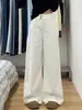 Calça Jeans Branca Wide Leg para Mulheres, Novo Estilo Outono e Inverno, Tamanho Plus Size, Cintura Alta, Emagrecimento, Caimento Solto, Corpo Tipo Pera, Calça Comprida