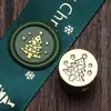 Sello de lacre de cobre con cabeza de Navidad mini de 1.5 cm para journaling y sellado de sobres, sello lindo con forma de frijol al por mayor