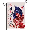 Popular Bandera de Jardín del Día de la Independencia de Amazon Perro Estrella Estampado Material de Lino Bandera Decorativa Americana para Exteriores