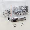 Pacote transfronteiriço com 100 conjuntos de ilhós de ar espessados com diâmetro interno de 10 mm com kit de ferramentas para cinto de roupa e outros ilhós