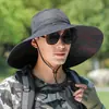 Sombrero de sol para hombre, de verano, para exteriores, montañismo, viajes, protector solar, protección UV, sombrero de ala grande, sombrero de pescador para pesca.