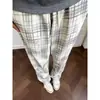 Pantalones casuales de cuadros retro transfronterizos para hombre, estilo americano de verano de moda, holgados, rectos, a cuadros, casuales, de pierna ancha