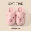 Pantufas de Algodão de Inverno Fofas de Capivara Pai e Filho, Unissex para Adultos e Crianças, Lã de Cordeiro Espessa, Pantufas de Pelúcia Quentes para Interior
