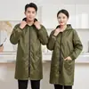 Avental Impermeável com Capuz para Homens e Mulheres, Roupa de Trabalho Longa, à Prova de Óleo e Poeira, Avental de Proteção para Trabalho na Cozinha, Roupa Externa Espessa e Resistente ao Desgaste