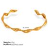 Pulsera Geométrica con Diseño de Línea de Onda Sentido de la Moda Simple Chic Viento Pulsera Abierta Acero de Titanio Chapado en Oro de 18K Europa y América