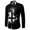 Camisa de Manga Longa Casual Masculina Solta Respirável Série Halloween 3D Impressa com Moldura de Caveira Europeia e Americana Transfronteiriça