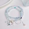Nova Pulseira Olho de Gato Círculo Duplo Feminina Prata Estrela Lua Borboleta Pingente Cauda de Peixe Design Super Fada Pulseira