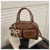 Bolsa Boston Estilo Coreano Estilo Ins Grande Capacidade Commuter Retrô Casual Moda Moderna de Ombro Transversal