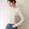 Suéter de Caxemira Outono e Inverno Feminino Malha Grossa Dupla Fio Ombro Normal Gola Alta Meia Suéter Pulôver Emagrecedor Camada Base Suéter Roupa de Baixo