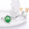 Anel de prata de lei S925 com ágata e calcedônia, moda feminina, anel aberto de alto requinte, joia de jade antigo, atacado