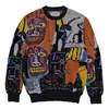 Outono 2024 Novo Moda Casual Europeia e Americana Moletom com Capuz Estampado 3D Gola Redonda Masculino e Feminino