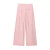 Ropa Popular para Mujer de Aliexpress Transfronteriza Estilo Europeo y Americano Exportación al por Mayor Zr Punto Estampado de Animales Pantalones de Pierna Ancha Plisados