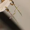 Pendientes exagerados de cruz grande con circonita, de alta gama, modernos y elegantes para chicas populares, a la moda y versátiles, hacen que la cara luzca más pequeña