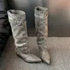 Chuyuji 2026 Verano Nuevos Zapatos de Mujer Primavera y Otoño Punta Fina Occidental Estilo Europeo y Americano Tacón Grueso Botas Altas