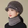 Chapéu de Inverno Feminino Proteção de Orelha Chapéu de Lã Tricotado Quente Engrossado Proteção contra Frio Pessoas de Meia-Idade e Idosos Mãe Avó Chapéu de Algodão com Forro de Veludo