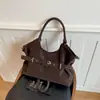 Bolsa Tote Grande de Couro de Alta Qualidade com Fivela para Mulheres, Nova Moda Tendência Bolsa de Ombro, Bolsa Transversal Casual Versátil