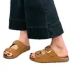 Sandalias Boken de cuero genuino para mujer, disponibles en stock, adecuadas para usar en verano al aire libre, casuales, antideslizantes, suela suave, cómodas para los pies, sandalias de playa
