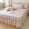 Faldón de Cama Estilo Princesa Cubierta de una Pieza Ultra Suave Oculta Imperfecciones Cubierta de Sábana Juego de Tres o Cuatro Piezas Algodón Puro Lavado al Agua Universal para Todas las Estaciones